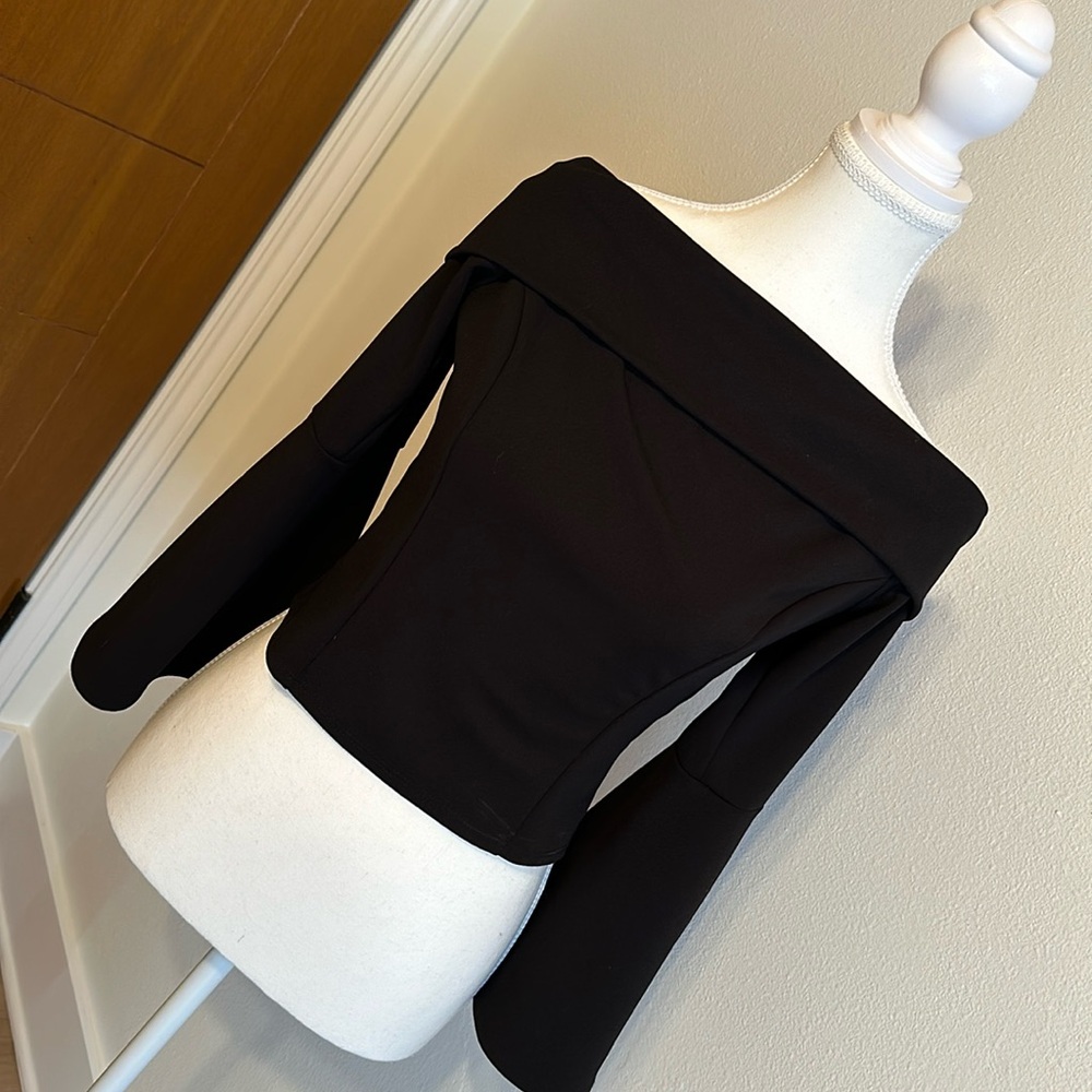 Off the shoulder black bell sleeve top